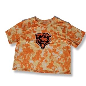 Kadi Orange Camo Chicago Bears NFL Graphic Short Sleeve Cropped T-Shirt